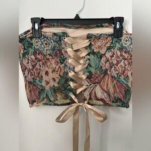 SOLD Fashion Nova Multicolor Floral Strapless Crop Top